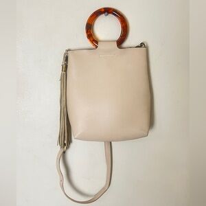 Anthropologie Lucite-Handled Tote Bag Cream White.